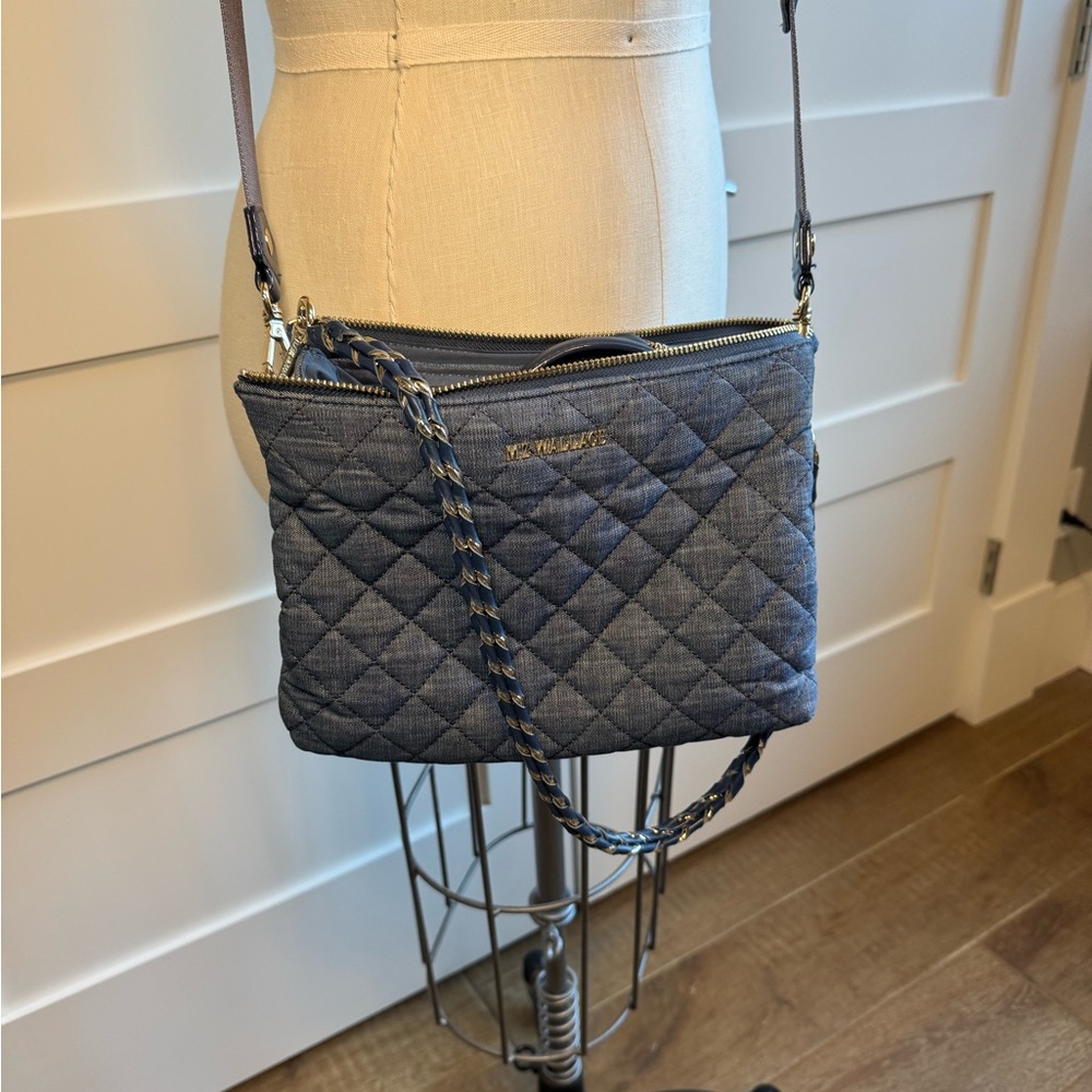 MZ Wallace Quilted Pippa Crossbody Bag - Blue Denimn